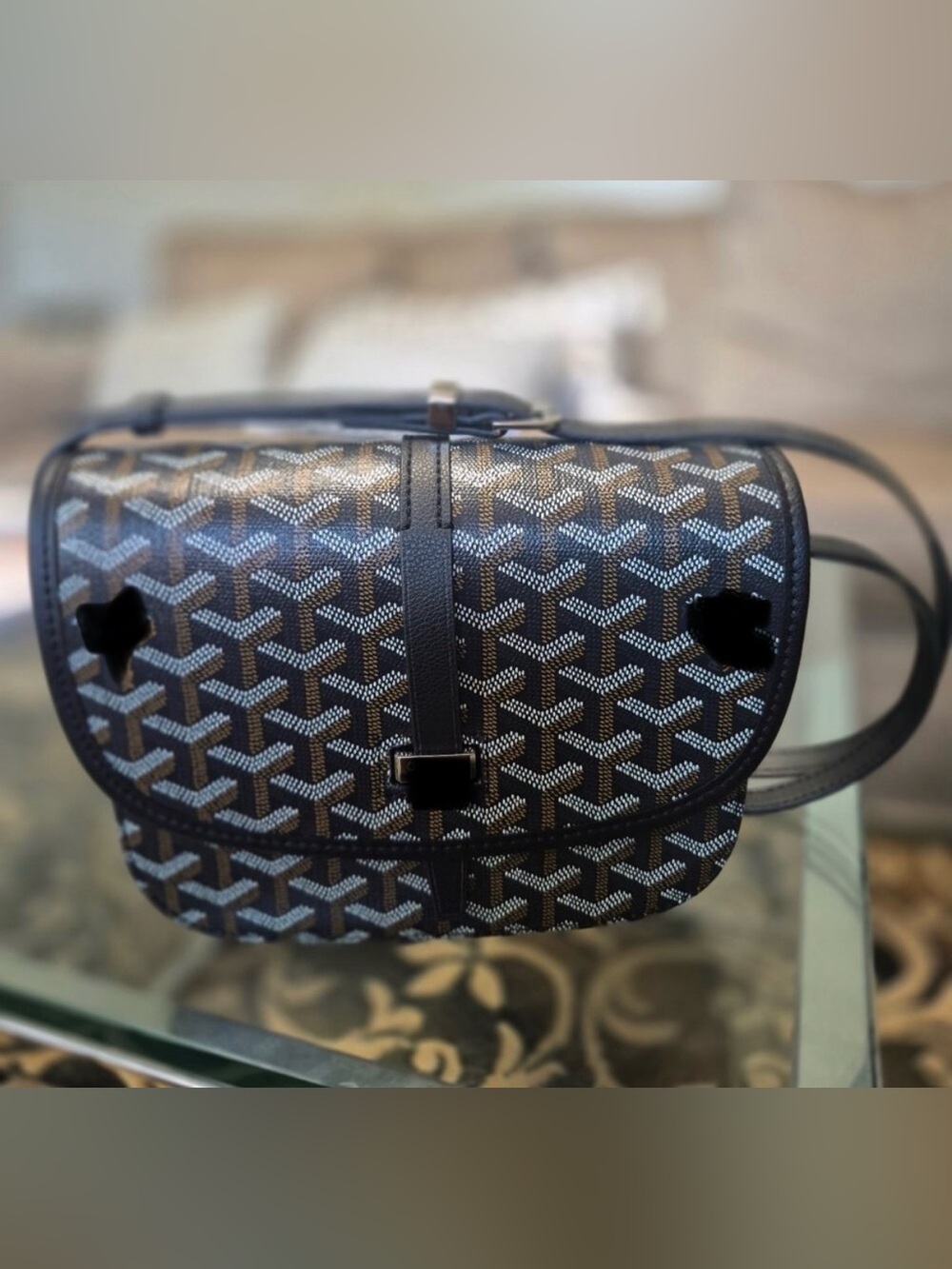 Inspired Black Crossbody- Signature Chevron Pattern